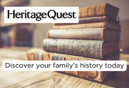 Heritage Quest logo with stack of old books