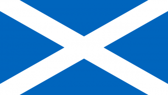 The Scottish Saltire. A blue flag with a white "x" covering the full size of the flag. 