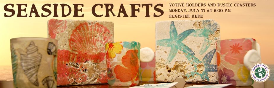 Seashell coasters, seashell votive holders, Seaside Crafts July 11, 2022
